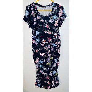 Time And Tru Maternity Navy Floral Print Dress S (4-6)